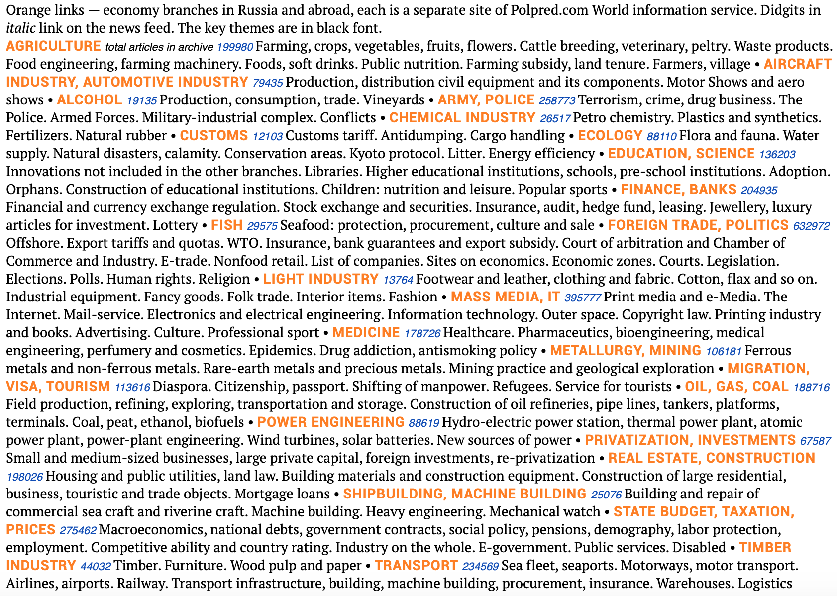 Sections and sub-sections